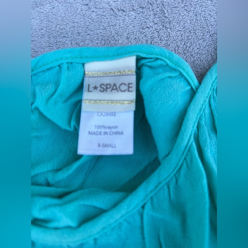 L’Space Spaghetti Strap Sundress Coverup Turquoise XSmall - Picture 5 of 6